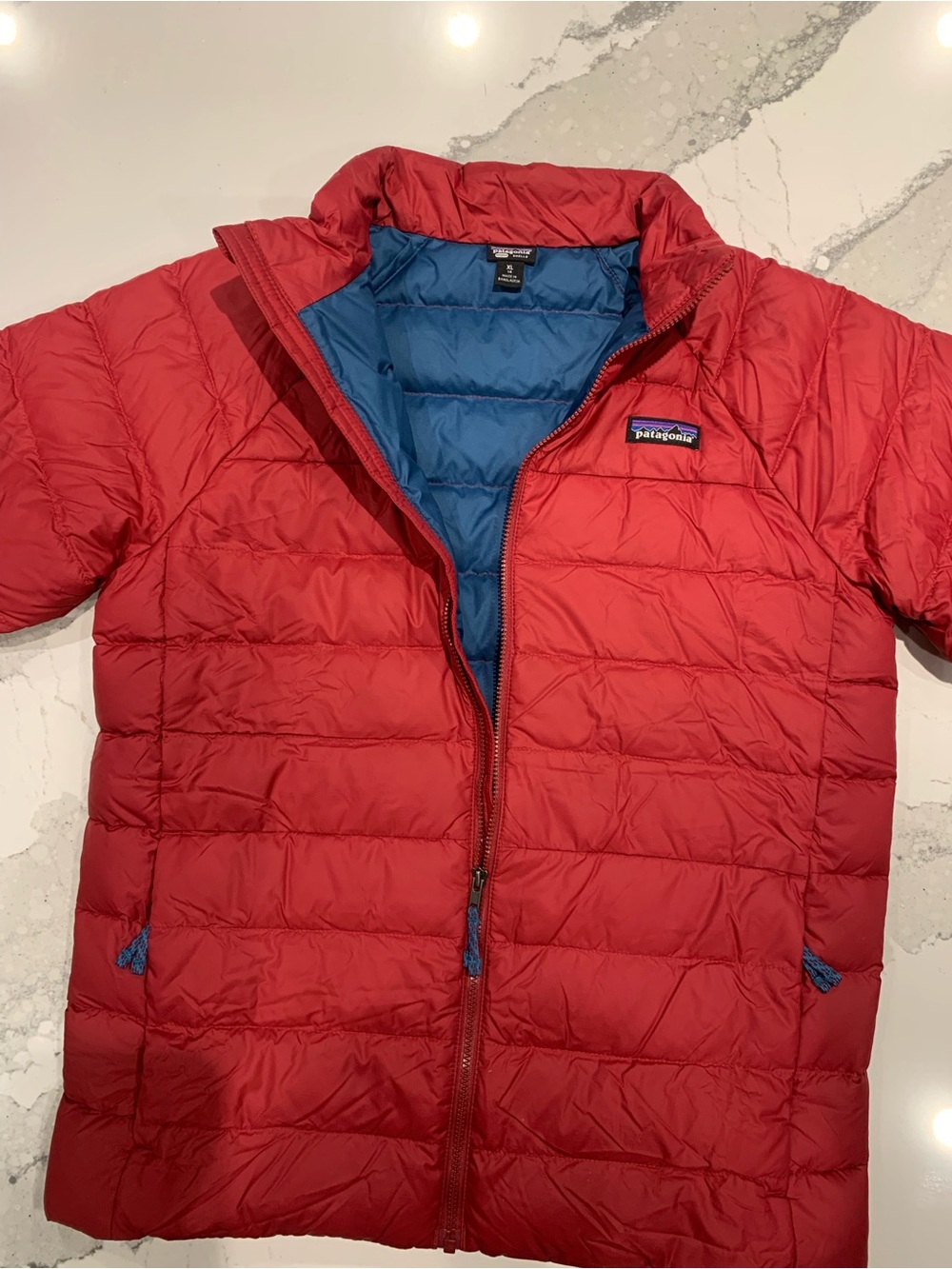 Patagonia Red Jacket with Blue Interior